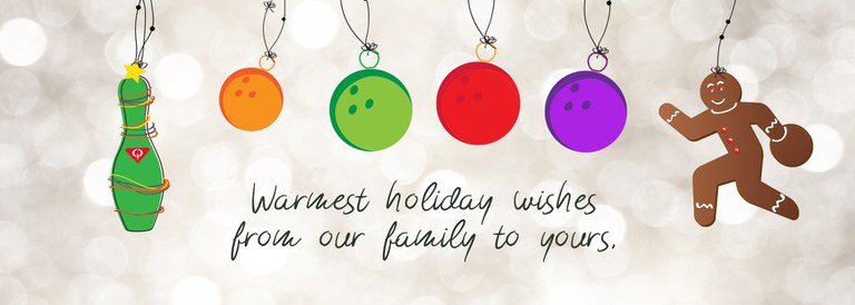 happy holidays 2022 QubicaAMF bowling home banner